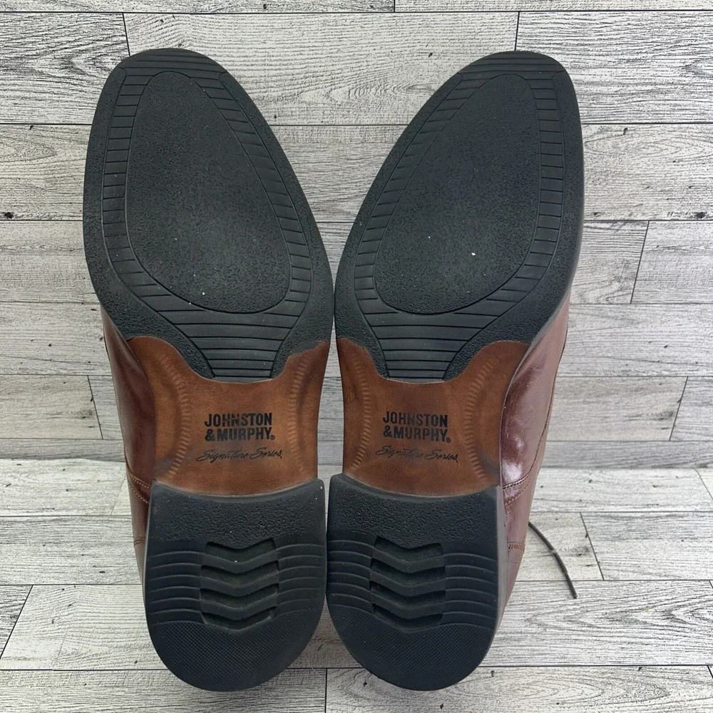 Johnston Murphy Signature Series Brown Sheepskin Oxford Dress Shoes‎ Men Sz 9.5W
